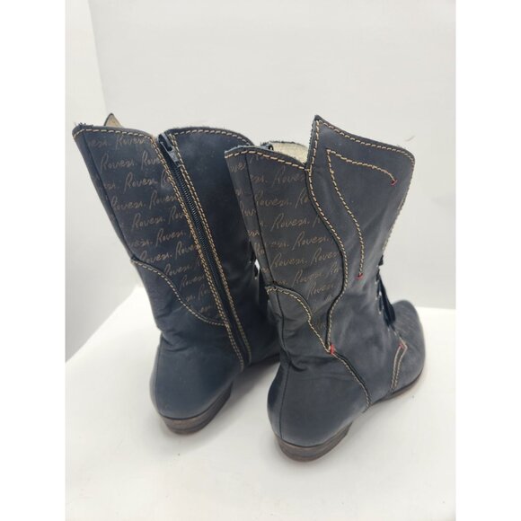 Rovers Mid-calf Boots Womens 39 Black Steampunk Made In Portugal Cow Girl - Picture 6 of 10